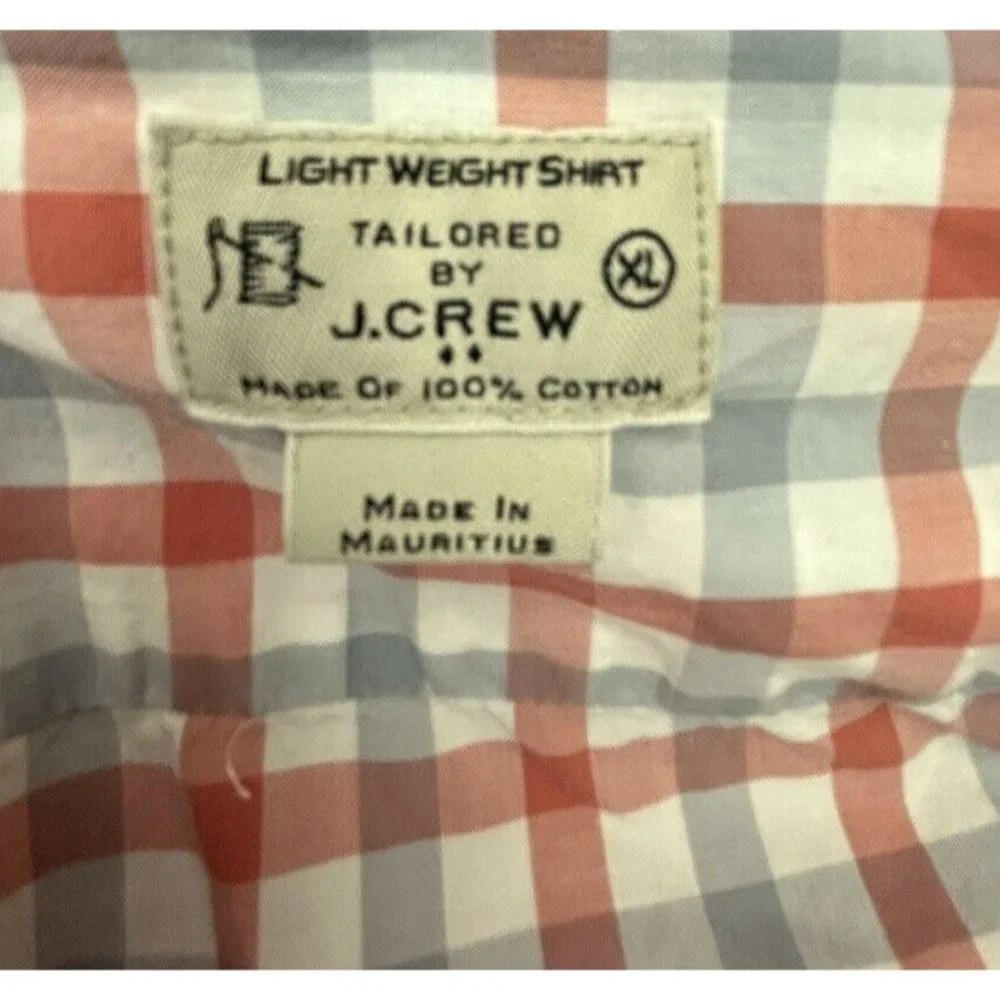 J.Crew Men's Slim Untucked Gingham Casual Lightweight Shirt 100% Cotton‎ Sz XL
